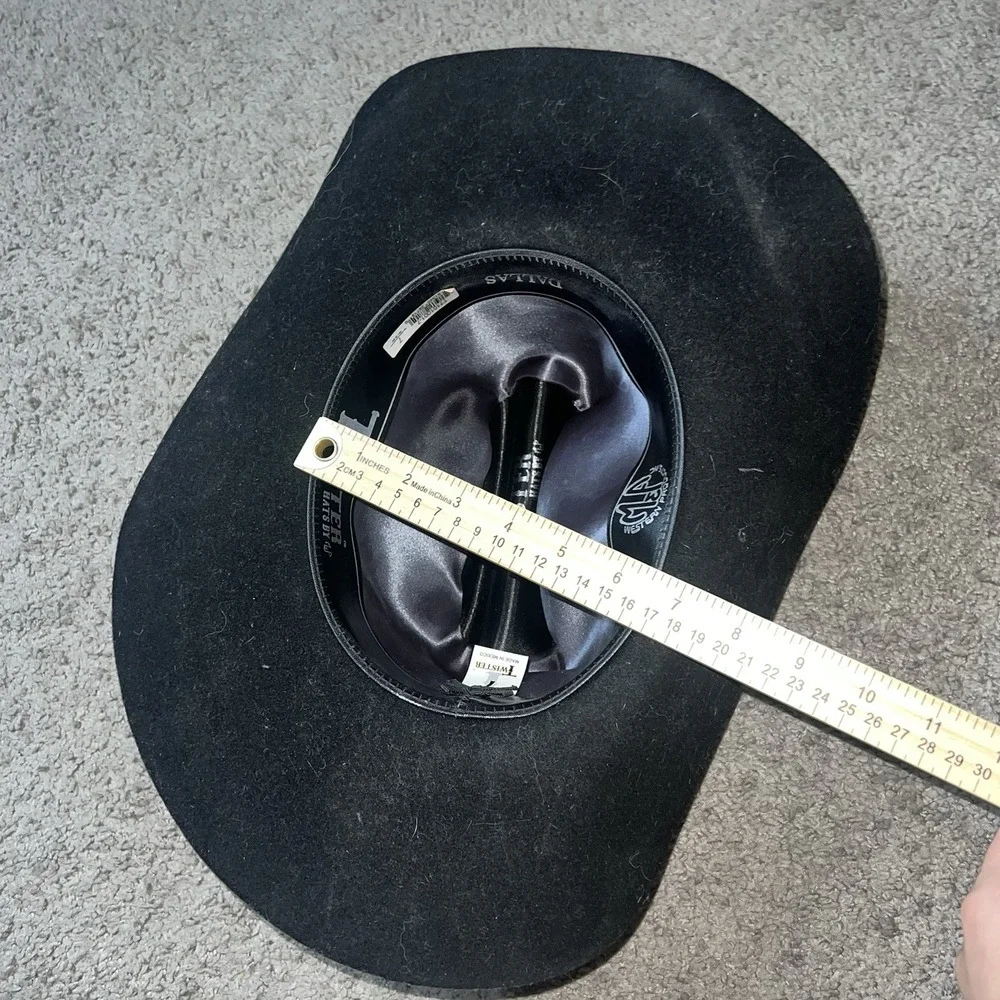 Twister  Dallas Cowboy Hat by M&P Size 7 Black 100% Wool - Picture 6 of 6